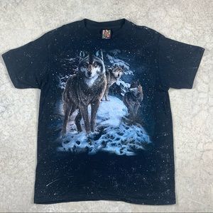 Vintage 3D Emblem Wolf Shirt With All Over Print